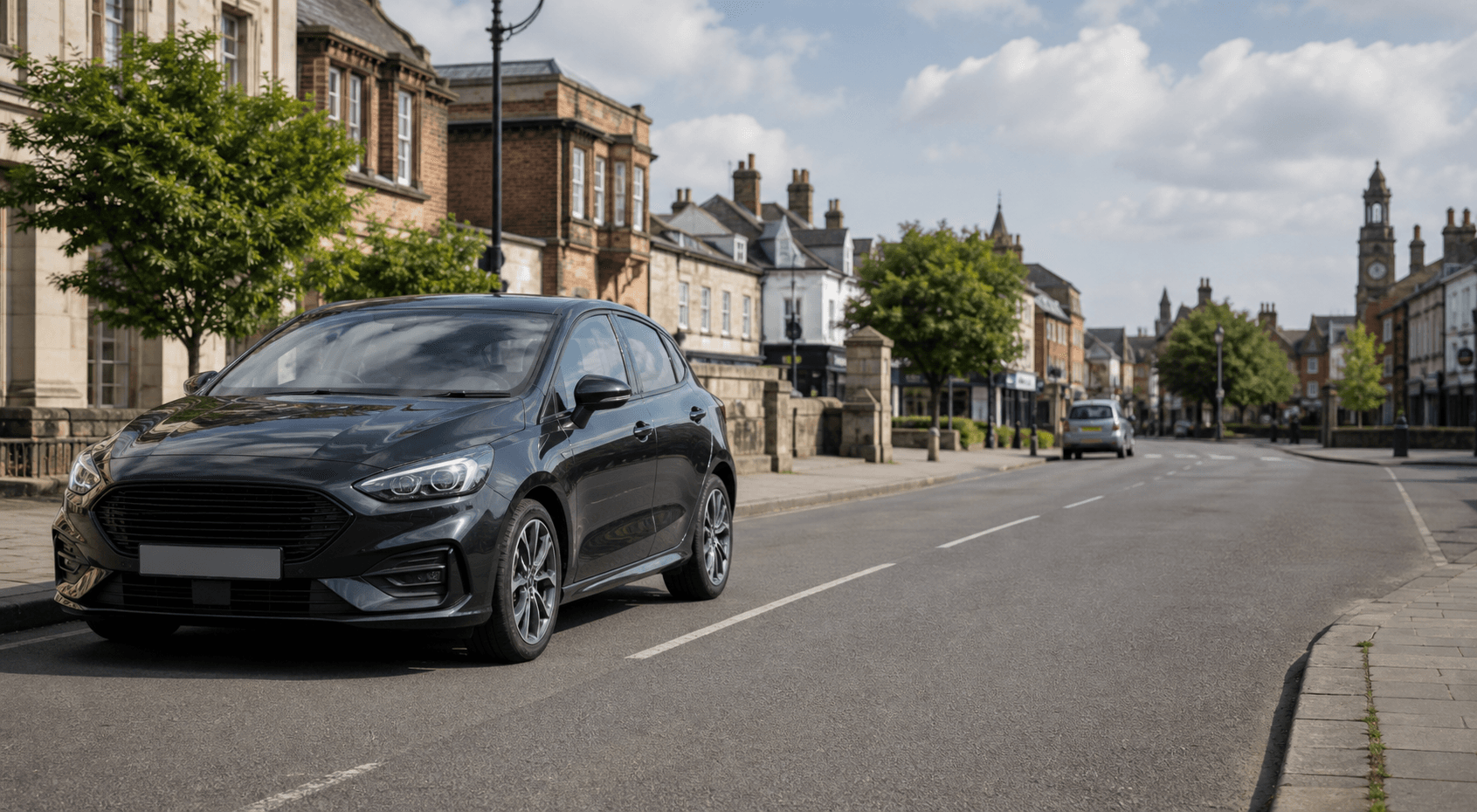 Compact hire car ready for practical travel around Newark