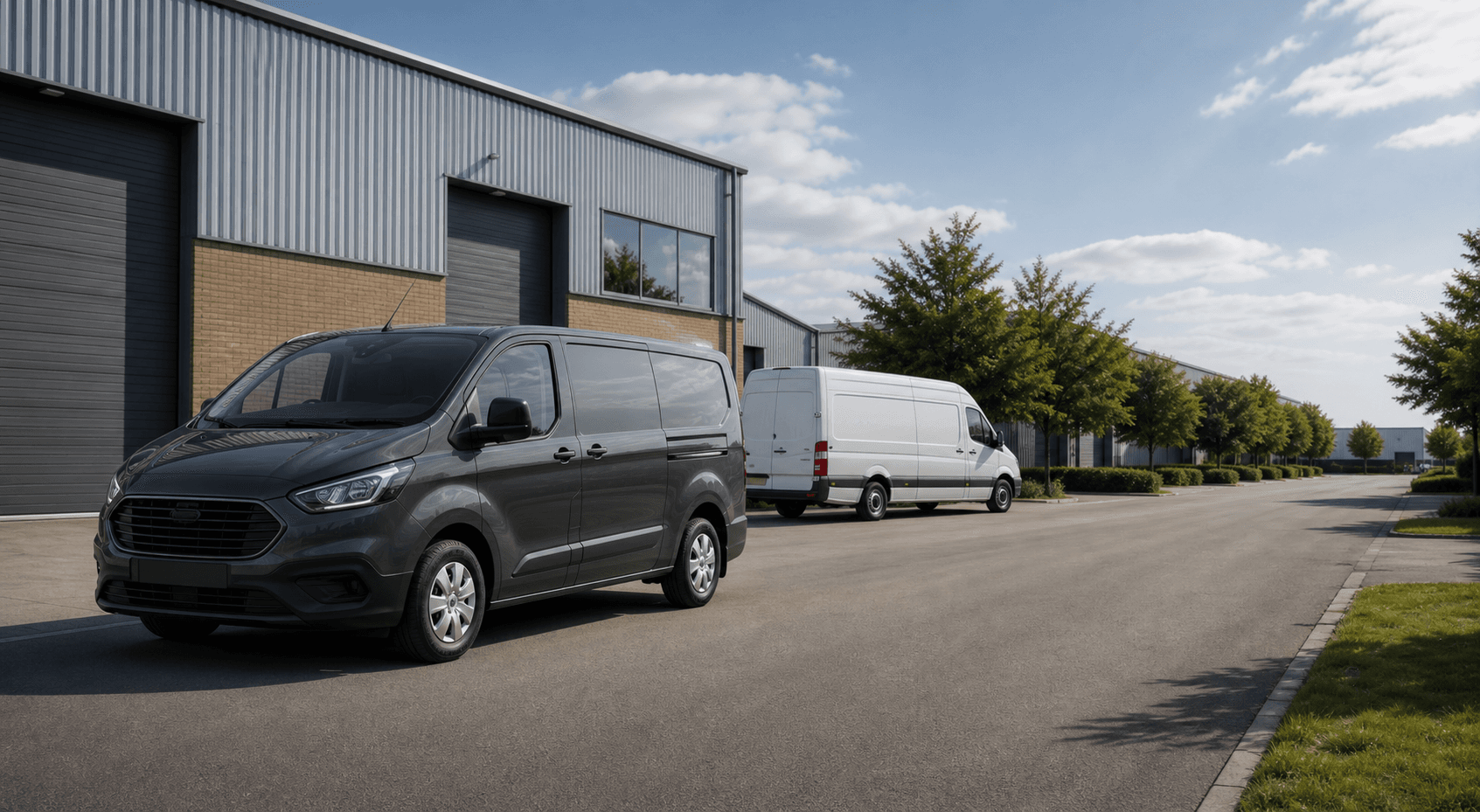Modern self-drive rental van ready for loading in Mansfield